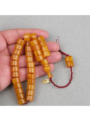 Lapisdo Omari Sıkma Kehribar Tekerlek Kesim Oturtma Imameli Sistemli 7.5X11MM Tesbih