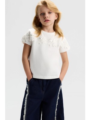 Nk Kız Çocuk Sven Tshirt 4-8 Yaş Beyaz