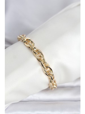 Marsilyan cm 14K Gold Renk Kalın Burgu Zincirli Model Kadın Bileklik