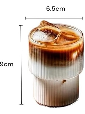 Velora Origami Desenli Cam Içecek Bardağı, 200 Ml, 9 cm Yükseklik, Oluklu Tasarım, Şeffaf