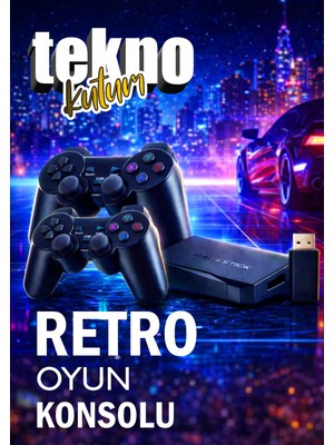 teknokutum 4K Atari 2.4g Uyumlu Kablosuz Çift Kol Atari Retro 20.000 Oyun Game Stick