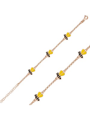 Tienda Elegante ​Gümüş Rose Arı Figürlü Çocuk Bileklik