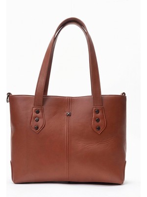 Dericlub Milena Kadın Kol Çantası Gerçek Deri Taba