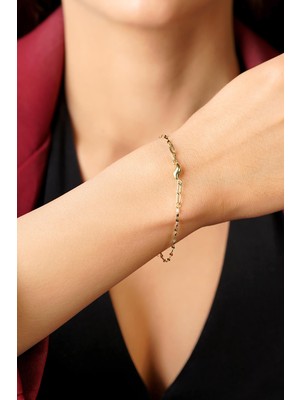 Fiyonk Kuyumculuk 14 Ayar Altın Su Dalgası Aynalı Zincir Bileklik