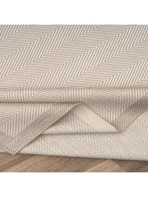 Oreyra Bej - Krem Sisal Çerçeveli Iskandinav Kaymaz Taban Modern Doku Salon Koridor Hol Oturma Mutfak Çocuk Halı Kilim Yolluk