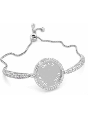 Tienda Elegante Gümüş İsimli Kişiye Özel Taşlı Bayan Bileklik