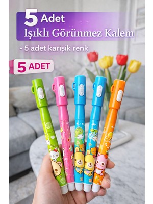 Qasul 5 Adet Görünmez Sihirli Kalem Gizli Floresan Kalem Mor Işıklı Kalem