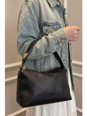 Bahels Kadın Siyah Renk Vegan Deri El ve Omuz Çantası Şık Görünüm ve Ergonomik Tasarım