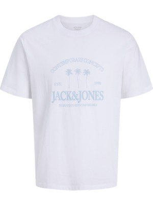 Jack & Jones Büyük Beden Gögüs Logo Baskili Tisört- Nantucket