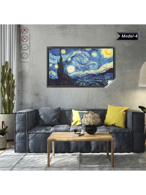 Akıllı Kağıt Van Gogh Yıldızlı Gece Tablo - Poster Dünyaca Ünlü (Model- 4)