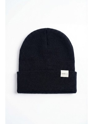 Bahels Unisex Siyah Kalın Basic Düz Triko Bere