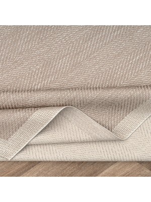 Oreyra Bej - Krem Sisal Çerçeveli Iskandinav Kaymaz Taban Modern Doku Salon Koridor Hol Oturma Mutfak Çocuk Halı Kilim Yolluk