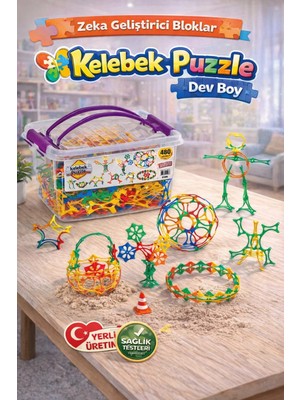 Sayıcı Kids Kelebek Puzzle 480 Parça Plastik Kutulu Eğitici Blok Eğitici Zeka Geliştirici Oyuncak