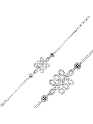 Tienda Elegante Gümüş Nazarlı Sonsuzluk Bayan Bileklik