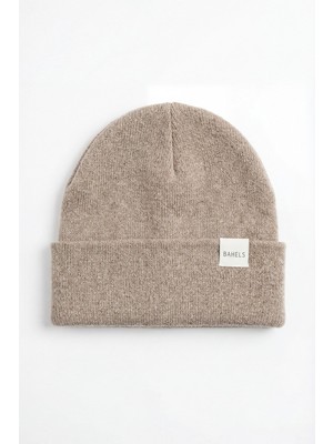 Bahels Unisex Açık Vizon Kalın Basic Düz Triko Bere