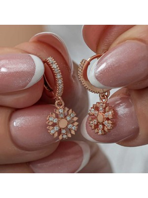 Tienda Elegante Gümüş Sallantılı Rose Kar Tanesi Kadın Küpe