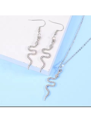 Shiklik 2'li Taşlı Yılan Modeli Kadın Takı Seti