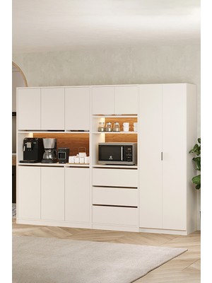 AVM Park Brave 3k. + Boy Dolaplı Fırın Bölmeli + Çekmeceli Çok Amaçlı Dolap Kahve Köşesi