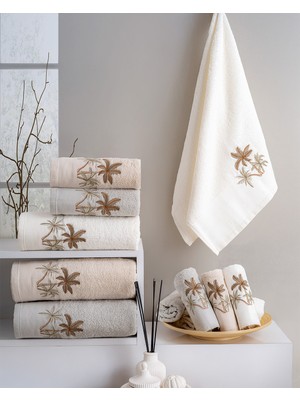 Hazangülü Collection Buldan Üretimi Çeyizlik Palmiye Pamuk 6'lı Mutfak Havlusu I 30X50