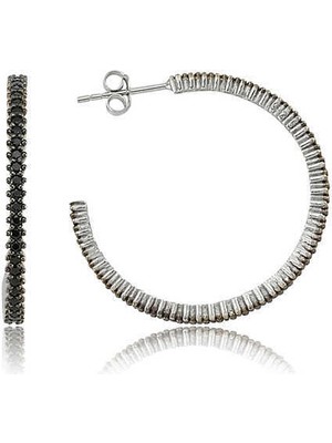 Tienda Elegante Gümüş Tamtur Siyah Taşlı Küpe