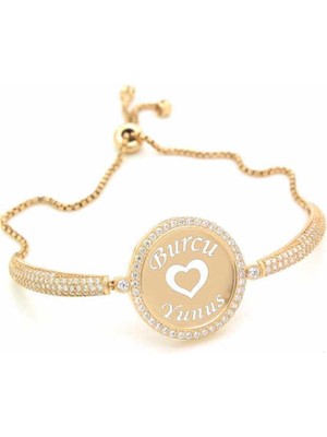 Tienda Elegante Gümüş Rose İsimli Kişiye Özel Taşlı Bayan Bileklik