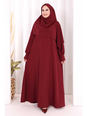 Bym Fashion Eşarplı Elbise 6059 Mürdüm