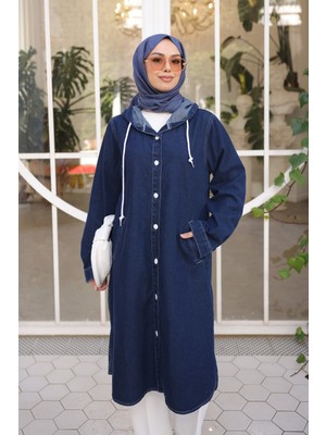 İmaj Butik Lacivert Kapşonlu Cepli Kot Kap
