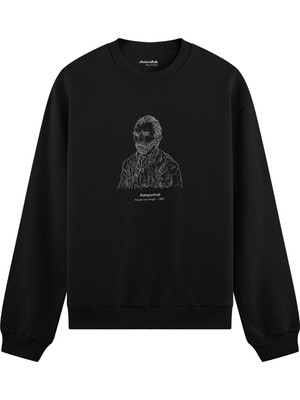 The Lucid Lab Vincent Van Gogh Autoportrait 1887 Oversize Sweatshirt - Siyah