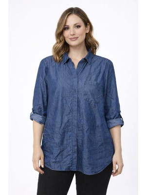 Bonıta Lız Tek Cep Yanı Taslı Ince Kumas Uzun Kol Kot Gomlek Tunık