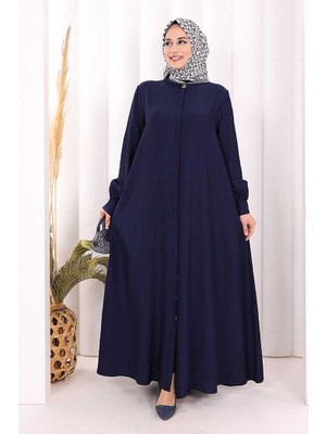 Bym Fashion Hac Umre Elbise Boydan Düğmeli 7053 Lacivert