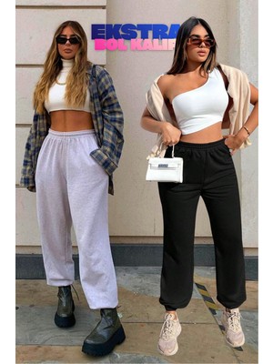 Vladivosto Bol Kalıp Paçası Lastikli Rahat Cepleri Derin Oversize Büyük Beden Eşofman Altı