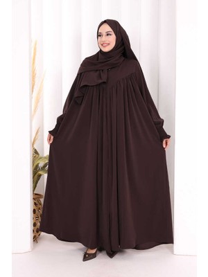 Bym Fashion Biritli Ferace Şal Hediye ! 7056 Kahverengi