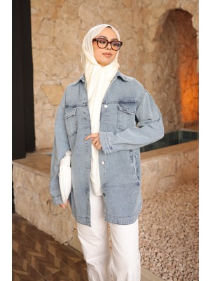 İmaj Butik Mavi Cepli Kot Ceket