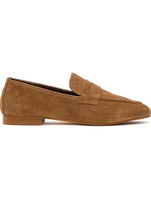 Derimod Kadın Taba Süet Deri Maskülen Loafer 26PFD260310