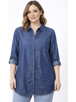 Bonıta Lız Tek Cep  Ince Kumas Uzun Kol Kot Gomlek Tunık