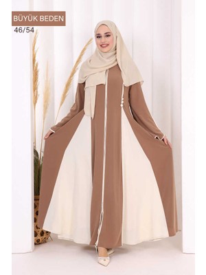 Bym Fashion Biyeli Fermuarlı Ferace 7050-1 Taba