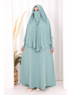 Bym Fashion Peçeli Cilbab Model Elbise 6063 Mint