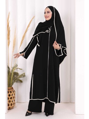 Bym Fashion Hac Umre Biyeli Pantolonlu Tunik Takım Şal Hediye 8001 Siyah