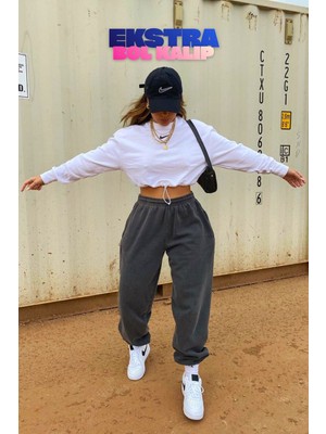 Vladivosto Bol Kalıp Paçası Lastikli Rahat Cepleri Derin Oversize Büyük Beden Eşofman Altı