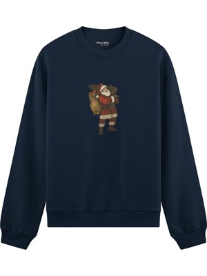 The Lucid Lab Vintage Santa Oversize Sweatshirt - Lacivert