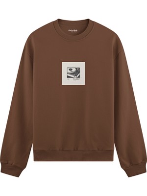 The Lucid Lab Vinyl Dreams Oversize Sweatshirt - Kahverengi