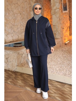 İmaj Butik Lacivert Garnili Tunik Pantolonlu Modal Takım