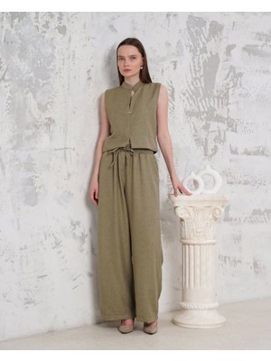 Etiler Collection Broşlu Yelek Pantolon Takım Haki S255821