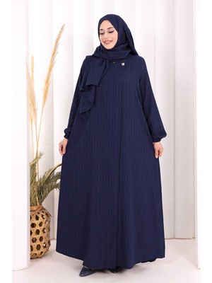 Bym Fashion Düğme Detaylı Şallı Ferace 7058 Lacivert