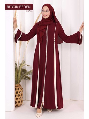 Bym Fashion Biyeli Fermuarlı Ferace 7050-1 Mürdüm