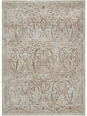 Seyran Monde 804 Bej Antialerjik Polyester Makine Halısı – %100 Pamuk Taban, Düz Saçak