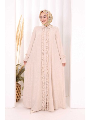 Bym Fashion Fırfır Detaylı Elbise 6066 Taş