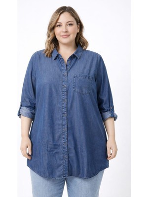 Bena Lısa Tek Cep Salas  Ince Kumas Uzun Kol Kot Gomlek Tunık