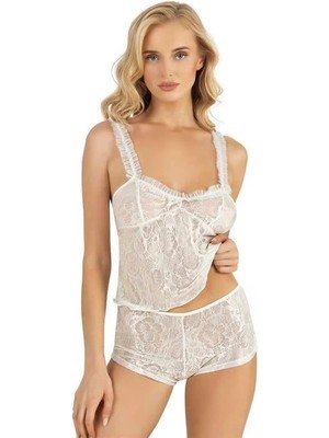 Beruflic Ekru Saten Şort Takımı 9221