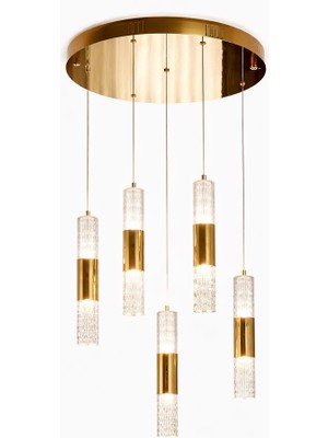 Noya Lighting LED Avize - Modern Avize Modelleri - Ledli Salon Avizesi - Lüks Avize 30 cm 5 Sarkıtlı